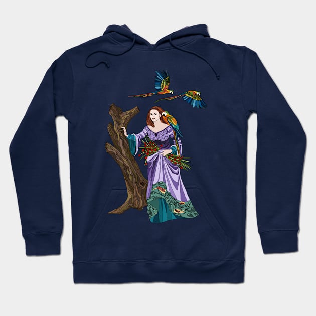 Lady with macaws Hoodie by Quality Quail